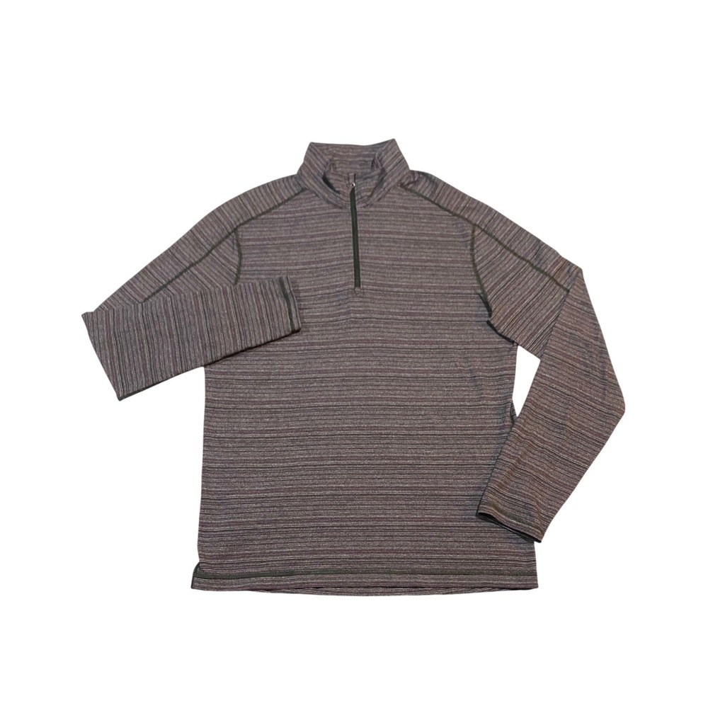 Lululemon Mens Quarter Zip Pullover Space Dye Stripe Activewear Top Burgundy L?
